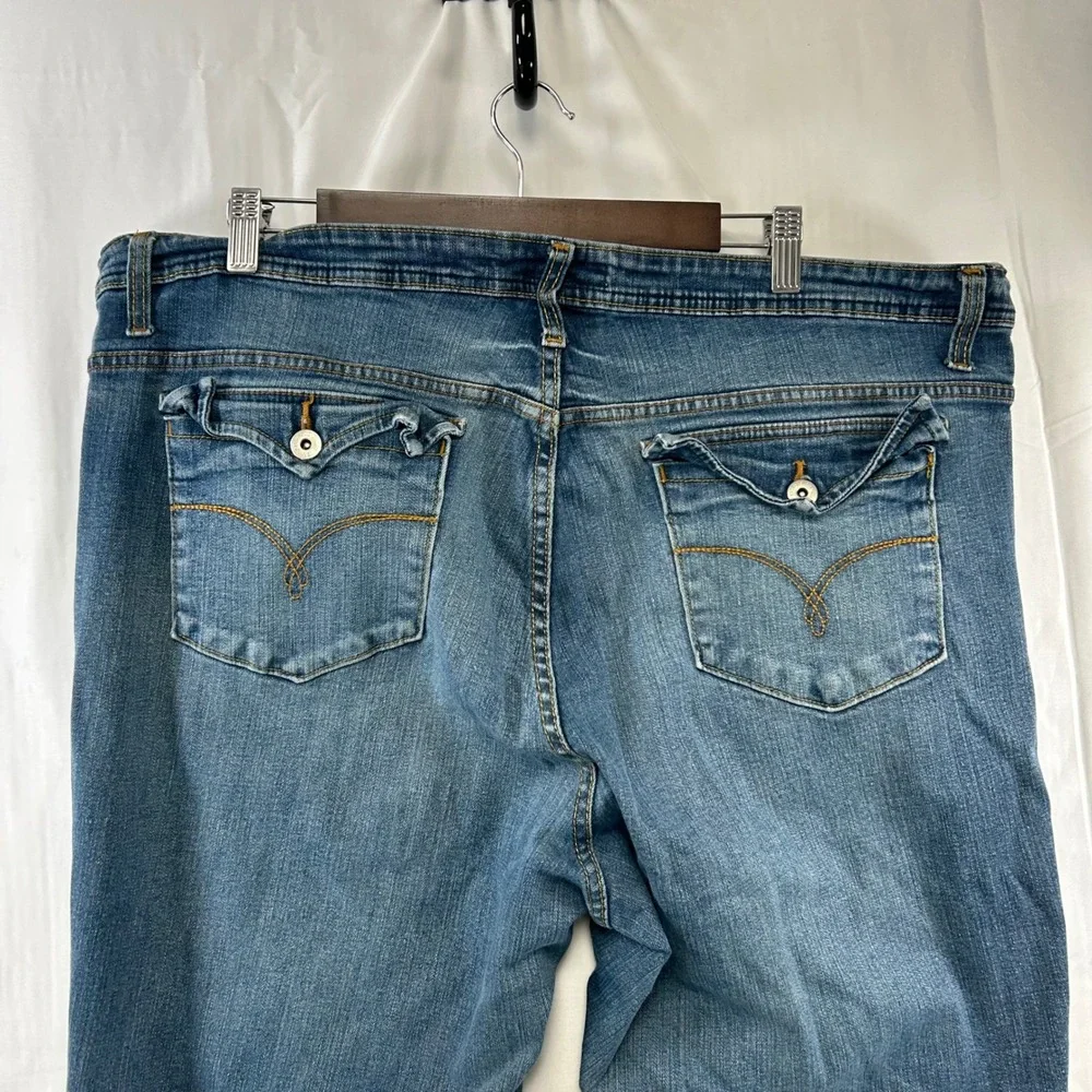 Faded Glory Jeans Women 24W Blue Stretch Straight Leg Flap Pocket